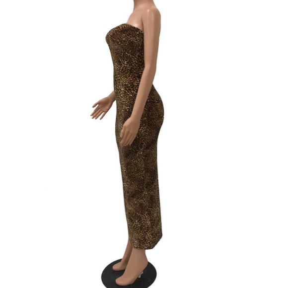 Leopard Print Strapless Bodycon - Picture 5 of 8